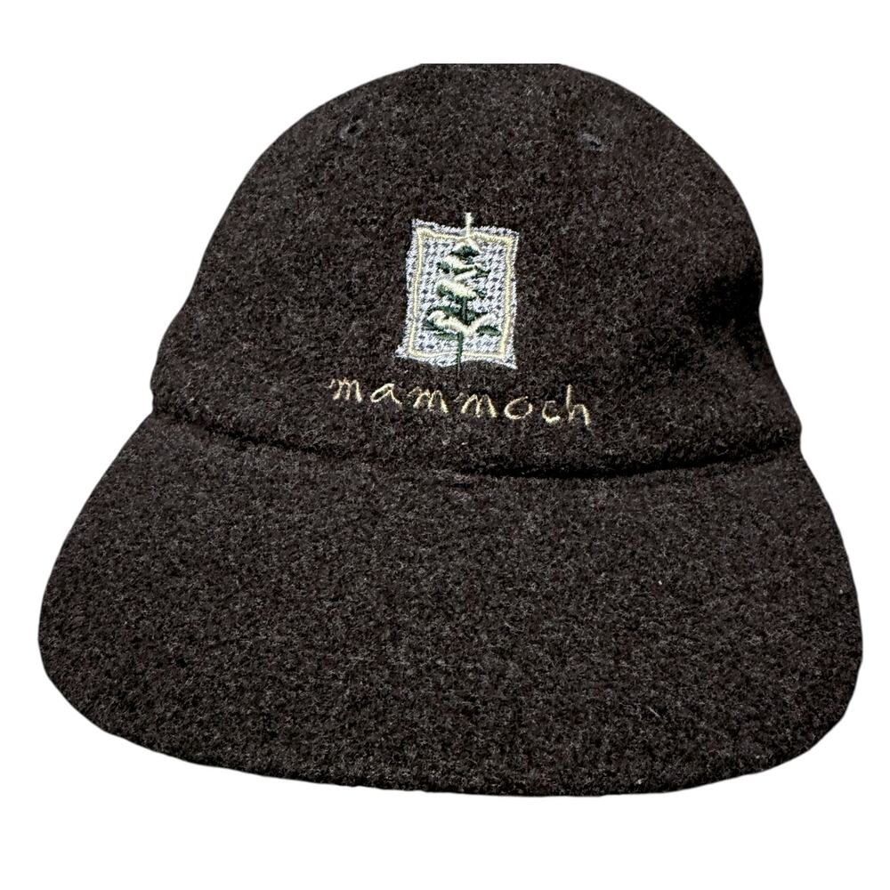 Vintage 90s Mammoth Mountain Snowy Tree Embroidered Fuzzy Strapback Hat Cap